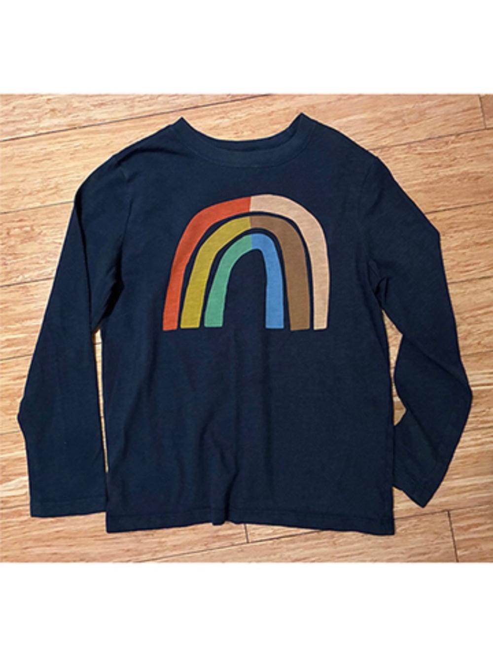 Hanna Andersson Navy Long-Sleeve Tee with Multicolor Rainbow Girl's Size 8